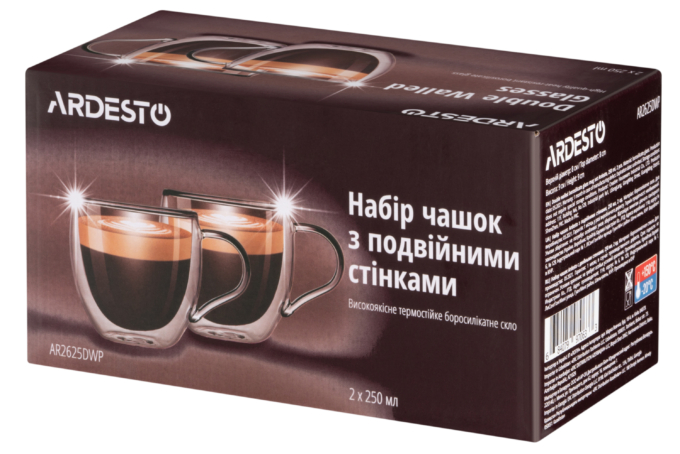 Cup set ARDESTO with double walls and handles AR2625DWP