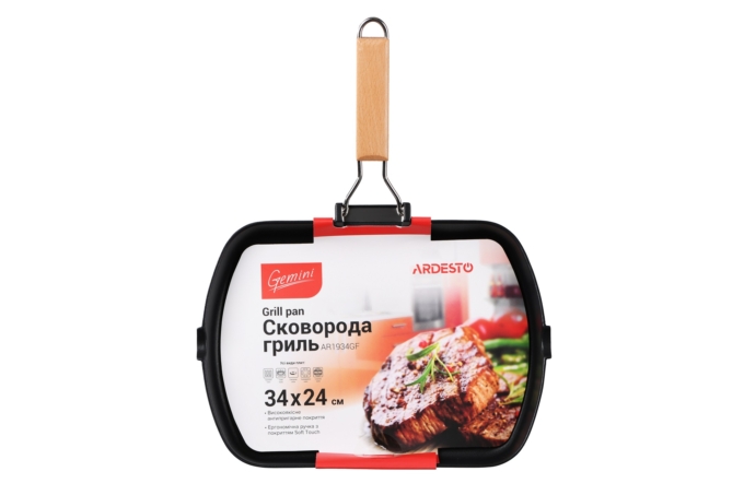 Ardesto Grill fry pan Gemini Baceno, 34х24cm, aluminium, black