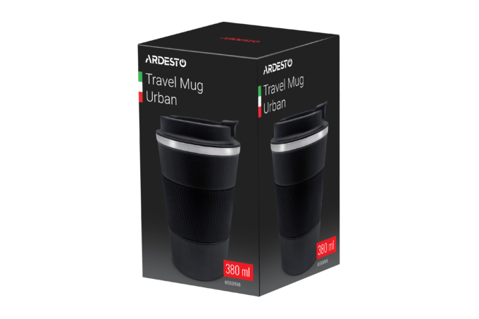 Термочашка ARDESTO Urban, 380мл, нержавеющая сталь, черный