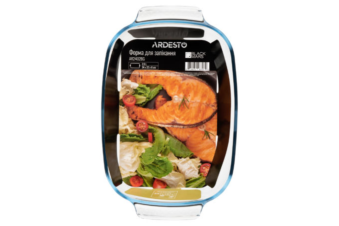 Ardesto Baking pan Black Mars, 34х22х6cm, borosilicate glass, rectangular, transparent