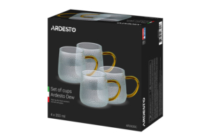 Ardesto Set of cups  Dew, 350ml, 4pcs, borosilicate glass, transparent