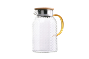 Ardesto Pitcher with lid Dew, 1500ml, borosilicate glass, stainless steel, bamboo, transparent