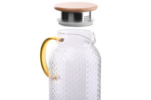 Ardesto Pitcher with lid Dew, 1500ml, borosilicate glass, stainless steel, bamboo, transparent