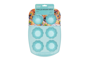 Форма для випікання мафінів Ardesto Tasty baking, 30х21х4см, 6шт, силікон, сіро-блакитний