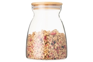 Jar ARDESTO Fresh Hourglass 1100 ml, glass, bamboo AR1311BH