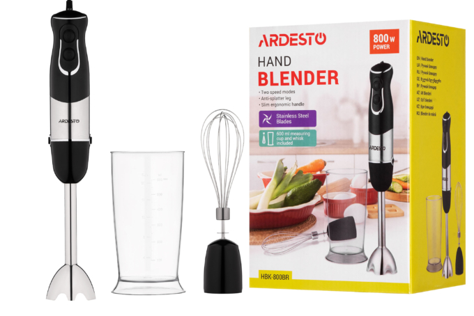 Блендер заглибний ARDESTO 800Вт, 2в1, чаша-600мл, чорний
