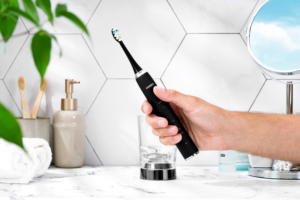 Ardesto toothbrush electric ETB-212CB, 40th. fluct/min, nozzle-4, футляр, IPX7, black