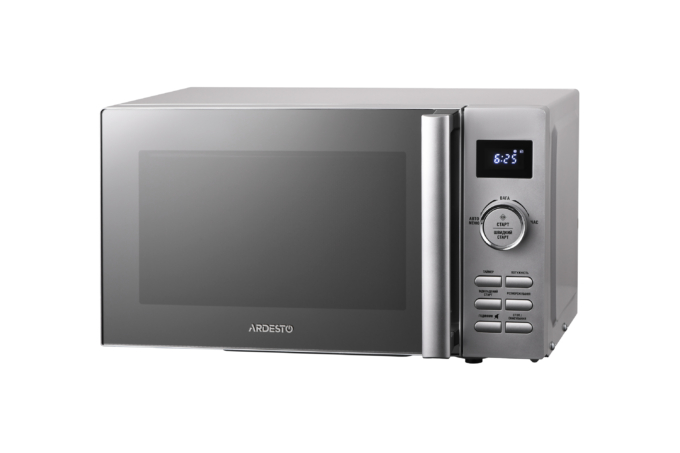 Microwave oven ARDESTO, 20L, electronic control, 700W, display, handle opening, quick start, silver