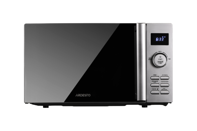 Microwave oven ARDESTO, 20L, electronic control, 700W, display, handle opening, quick start, silver