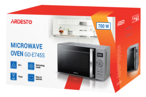 Microwave oven ARDESTO, 20L, electronic control, 700W, display, handle opening, quick start, silver