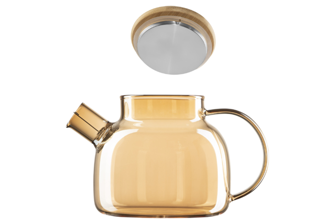 Заварник Ardesto Golden Moon, 1000мл, боросиликатное стекло, бамбук, золотистый