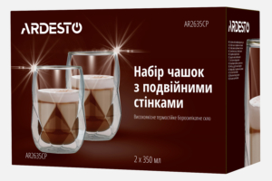 ARDESTO Набір чашок з подвійними стінками, 350 мл, 2 од., боросилікатне скло