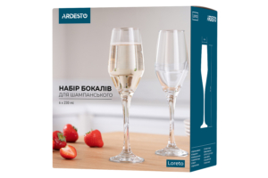 ARDESTO Champagne glasses set Loreto 6 pcs, 230 ml, glass AR2623LC