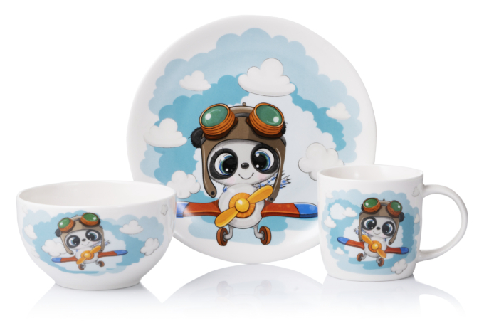 Набір дитячого посуду Ardesto Panda pilot, 3 предмети, порцеляна