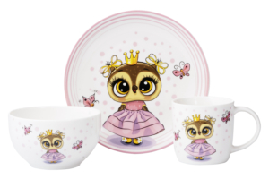 ARDESTO Набір дитячого посуду Princess owl 3 пр., порцеляна