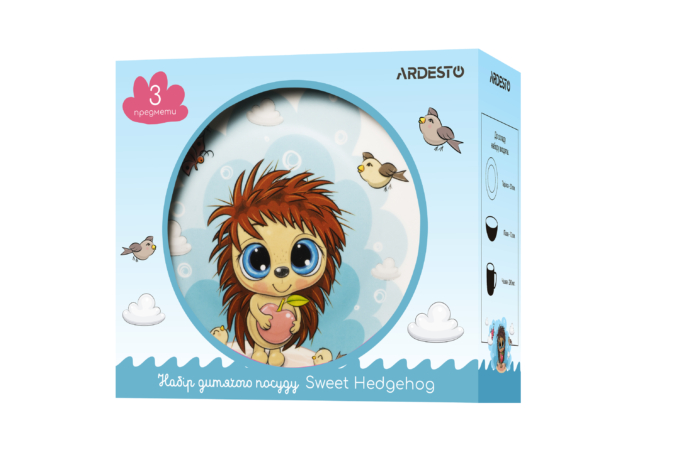 Набор детской посуды Ardesto Sweet hedgehog, 3 предмета, фарфор