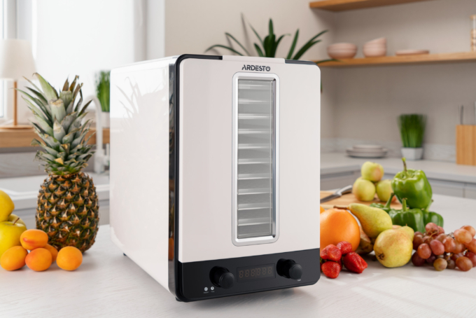 Сушарка для продуктів Ardesto 550Вт, піддонів – 10+1×3см, макс – 70°С, сітка для ягід, пластик, білий