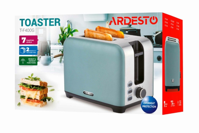 Тостер Ardesto Mint Harmony 800Вт, металл, мятно-серебристый