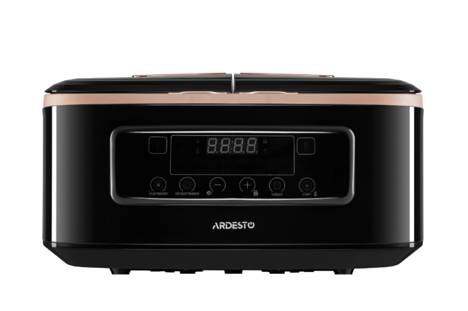 Мультиварка Ardesto, 900Вт, чаша-2х1.5л, електронне керув., 2 чаші, пластик, чорний