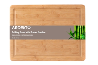 ARDESTO Дошка кухонна Midori з жолобом, 40*30*1.9 см, бамбук