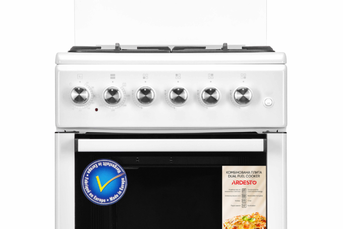 Cooker ARDESTO combined, 52L, 50x60cm, cast-iron, lamp, LPG conversion set (gas cylinder connection), white