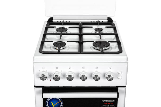 Cooker ARDESTO combined, 52L, 50x60cm, convection, cast-iron, lamp, LPG conversion set (gas cylinder connection), white