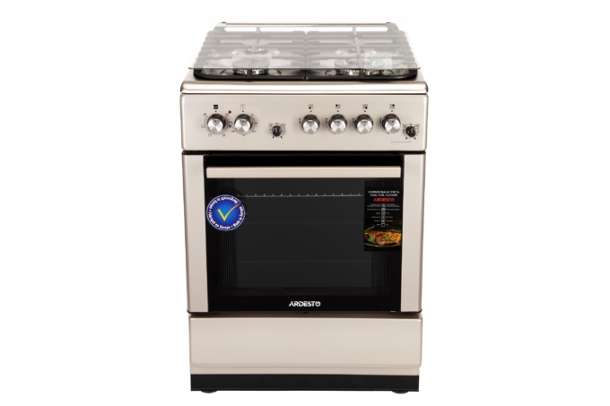 Плита ARDESTO комби, 64л, 60×60см, конвекция, чугун, подсветка, форсунки LPG (подключение газового баллона), съемные направляющие, серебристый