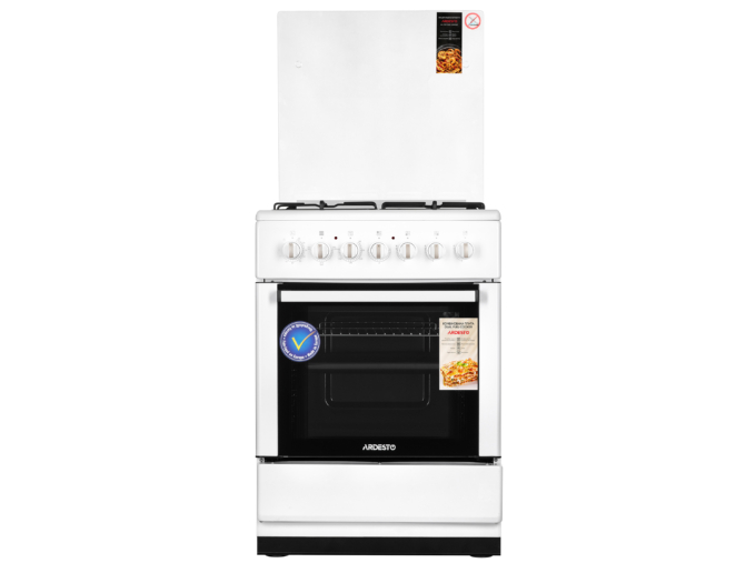 Cooker ARDESTO combined 3 gas + 1 electrical, 64L, 60x60cm, lamp, LPG conversion set (gas cylinder connection), wire rack system, white