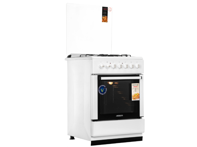 Cooker ARDESTO combined 3 gas + 1 electrical, 64L, 60x60cm, lamp, LPG conversion set (gas cylinder connection), wire rack system, white