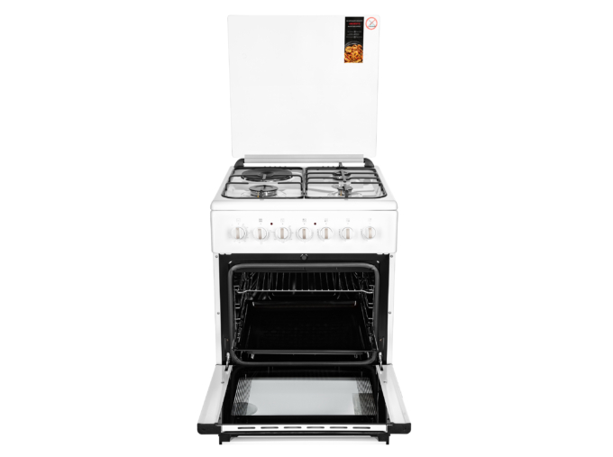 Cooker ARDESTO combined 3 gas + 1 electrical, 64L, 60x60cm, lamp, LPG conversion set (gas cylinder connection), wire rack system, white