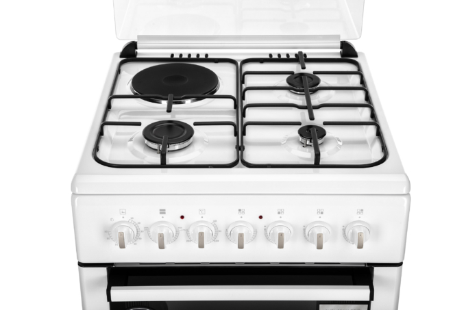 Cooker ARDESTO combined 3 gas + 1 electrical, 64L, 60x60cm, lamp, LPG conversion set (gas cylinder connection), wire rack system, white