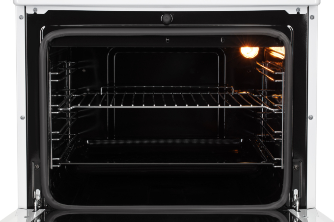 Cooker ARDESTO combined 3 gas + 1 electrical, 64L, 60x60cm, lamp, LPG conversion set (gas cylinder connection), wire rack system, white