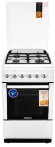 Cooker ARDESTO combined, 52L, 50x60cm, cast-iron, lamp, LPG conversion set (gas cylinder connection), white