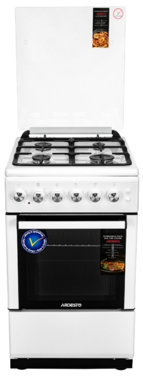 Cooker ARDESTO combined, 52L, 50x60cm, convection, cast-iron, lamp, LPG conversion set (gas cylinder connection), white