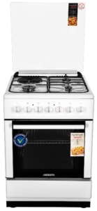 Cooker ARDESTO combined 3 gas + 1 electrical, 64L, 60x60cm, lamp, LPG conversion set (gas cylinder connection), wire rack system, white