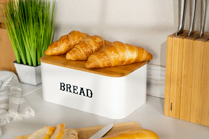 Хлебница ARDESTO Midori, металл/бамбук, белая AR4230MW