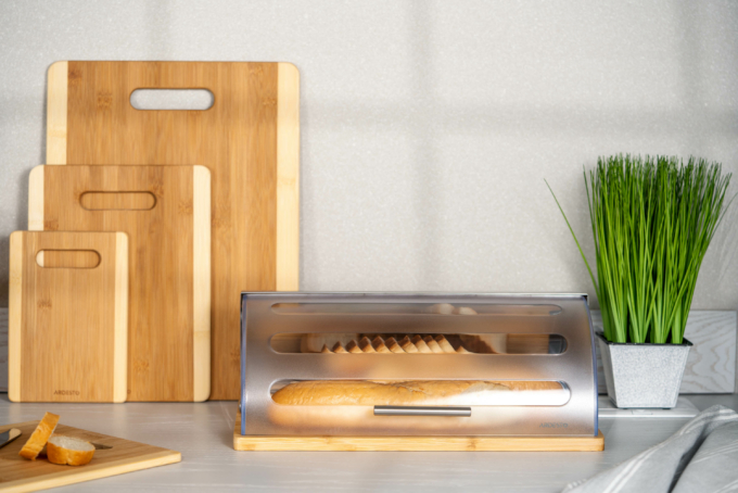 Bread bin ARDESTO Gemini, stainless steel/plastic/bamboo AR4239BS