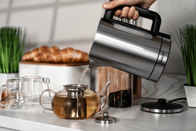 Ardesto electric kettle Steel Collection, 1.7L, metal, Strix, silver