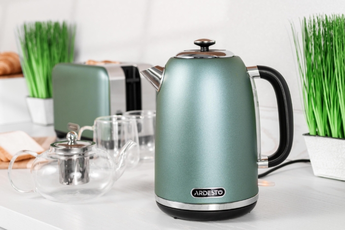 Ardesto electric kettle Mint Harmony, 1.8L, metal, matte, Strix, mint
