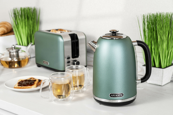 Ardesto electric kettle Mint Harmony, 1.8L, metal, matte, Strix, mint