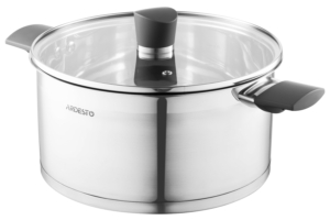 Ardesto Casserole with glass lid, Gemini Trento,  5.2l, stainless steel, bakelite
