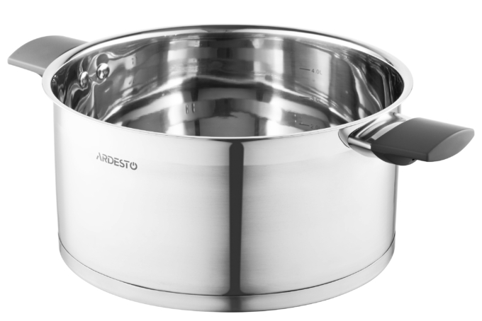 Ardesto Casserole with glass lid, Gemini Trento,  5.2l, stainless steel, bakelite