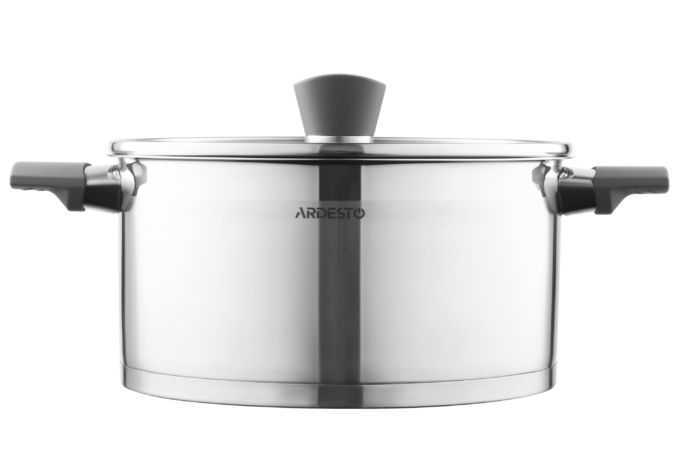 Ardesto Casserole with glass lid, Gemini Trento,  5.2l, stainless steel, bakelite