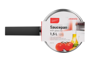 Ardesto Saucepan with glass lid Gemini Trento, 1.5l, stainless steel, bakelite