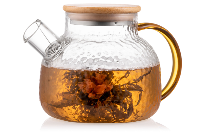 Ardesto Teapot Dew, 1000ml, borosilicate glass, bamboo, transparent