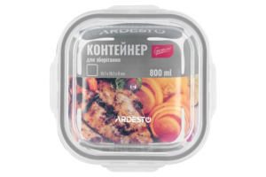 Ardesto Food storage container Gemini 0.8l, borosilicate glass, plastic, square, transparent