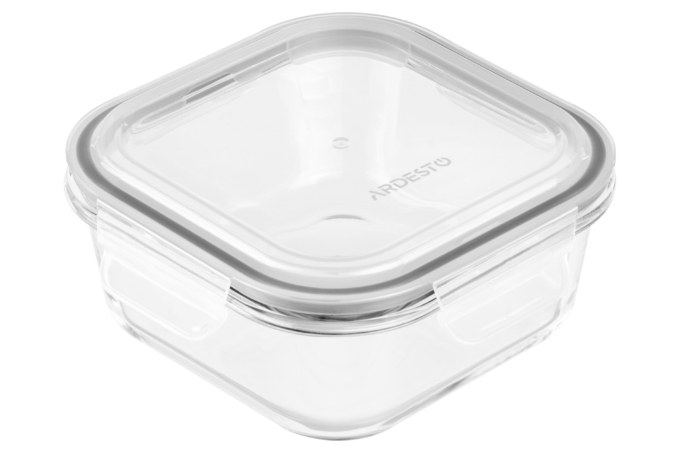 Ardesto Food storage container Gemini 0.8l, borosilicate glass, plastic, square, transparent