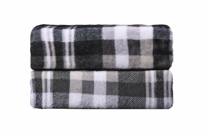 Плед Ardesto Flannel, 200х220см, 100% полиэстер, клетка, серый