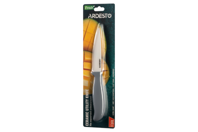 Нож керамический универсальный Ardesto Fresh, 10см, керамика, пластик, серый