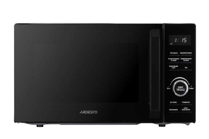 Microwave oven ARDESTO, 20L, electronic control, 700W, display, handle opening, quick start, black